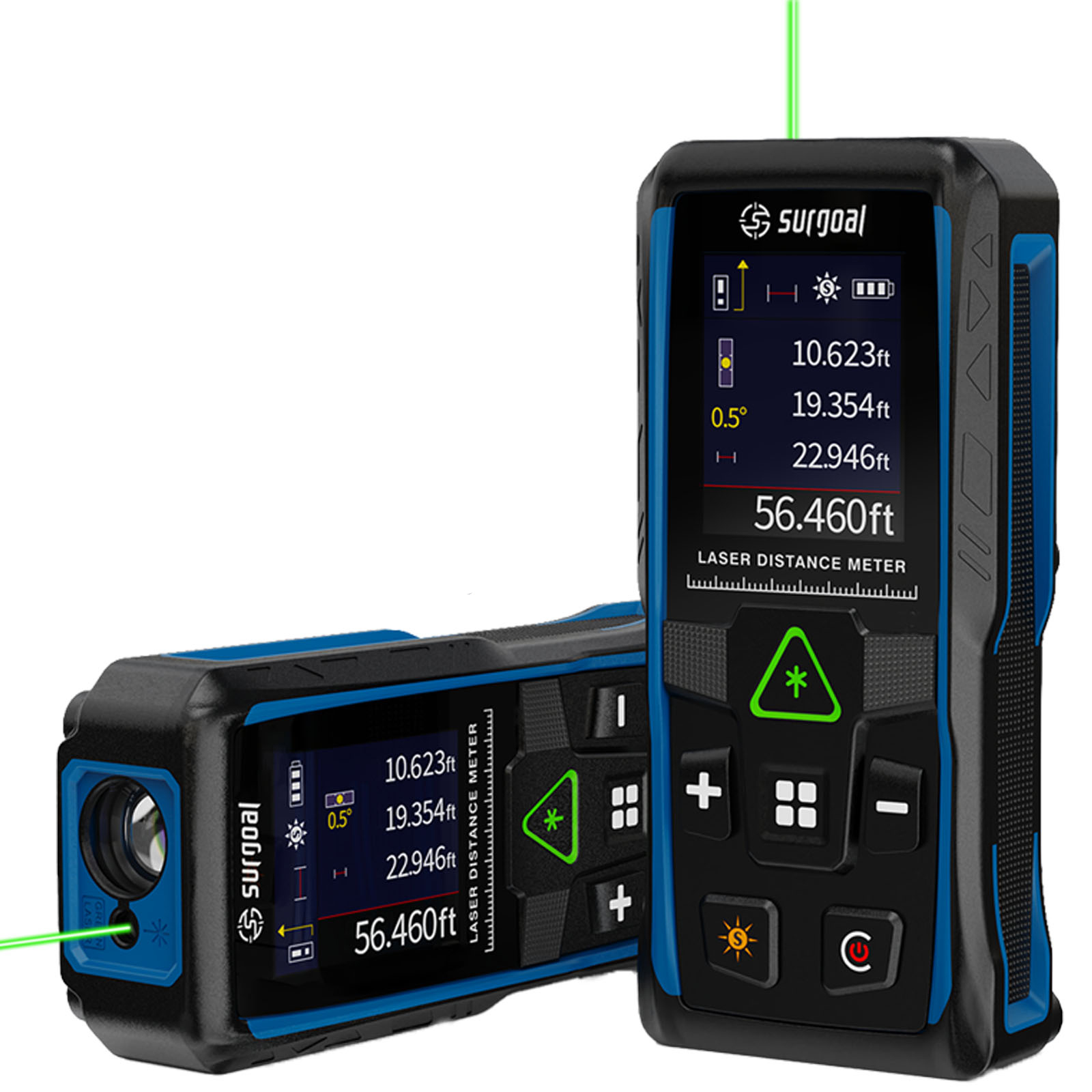Industrial Laser Tape Measure - 100m グリーンレーザー距離計 多機能 デジタルレベル カラースクリーン 振動計