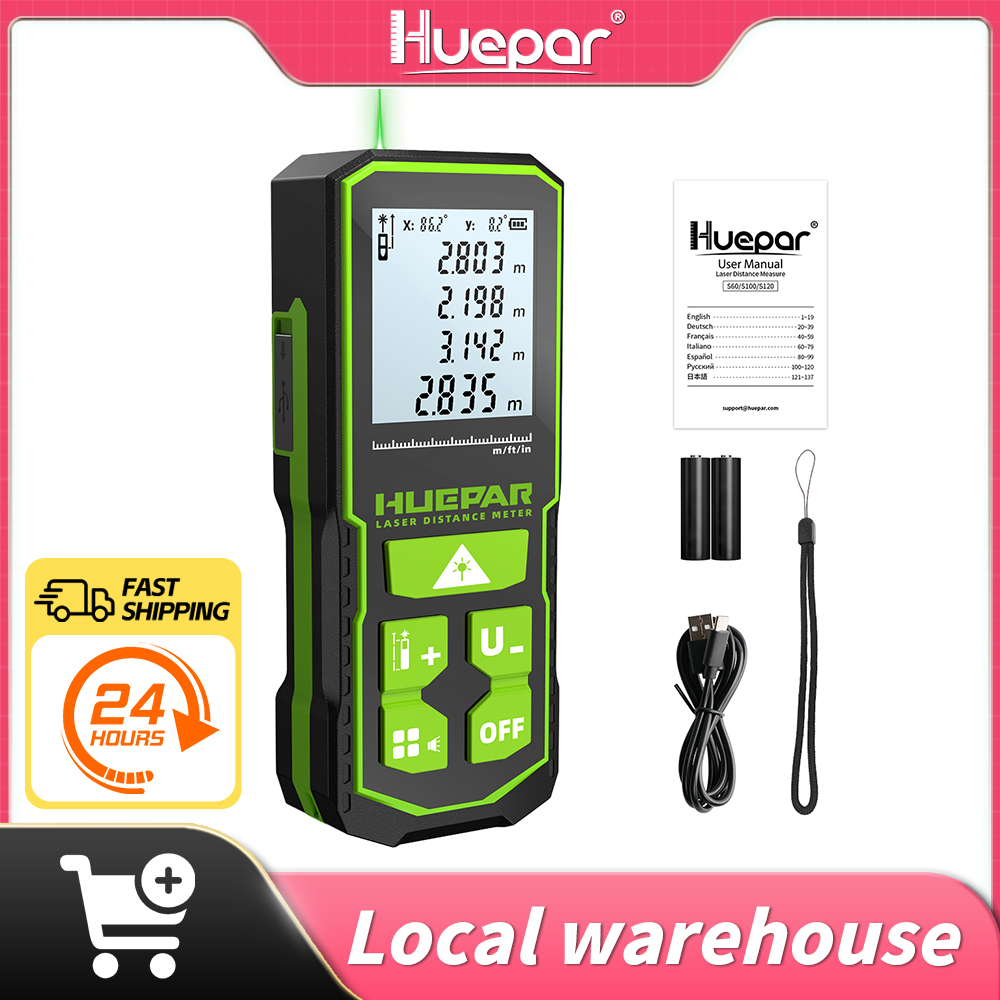 Industrial Laser Tape Measure - Huepar レーザー距離計デジタルレーザー距離計測定 60 メートル 100 メートル