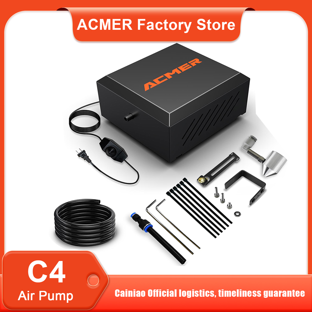 Fume Extractor Laser - ACMER C4 レーザーエアアシストポンプ CNC レーザー彫刻用調整可能なエアフローポンプ煙や粉塵を除去します