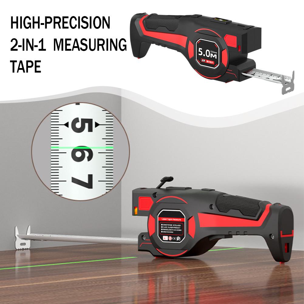 Industrial Laser Tape Measure - 2 in 1レーザー距離計スチールテープ高精度デジタル電子機器、住宅建設用測定ツール