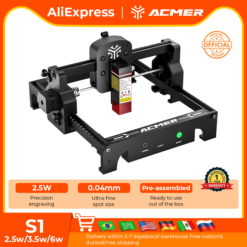 Acrylic Cutting Machine - ACMER S1 ミニレーザー彫刻および切断機高精度ポータブル CNC 工作機械合板アクリル革ガラス