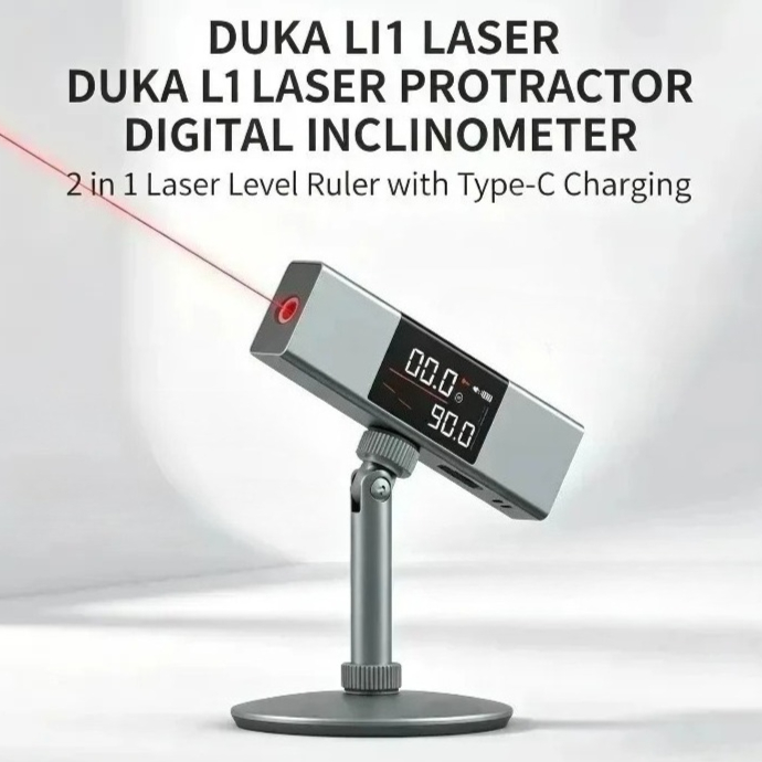 Industrial Laser Alignment Tool - DUKA LI1レーザー角度計デジタル傾斜計角度測定2in1レーザーレベル定規Type-C充電レーザー測定ツール