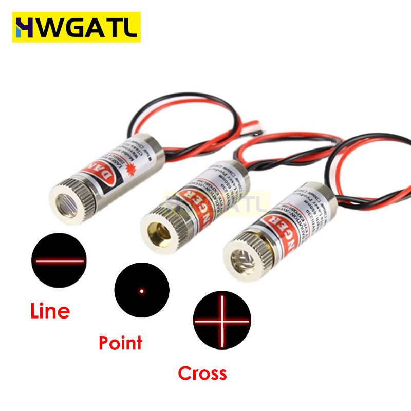 Laser Focus Lens - 650nm 5mW レッドポイント/ライン/クロスレーザーモジュールヘッドガラスレンズ集束可能フォーカス調整可能なレーザーダイオードヘッド工業用クラス