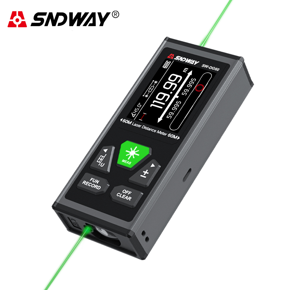 Industrial Laser Tape Measure - SNDWAY デュアルレーザー距離計充電式双方向レーザー距離計 200 メートル 120 メートルデジタル巻尺角度測定ツール