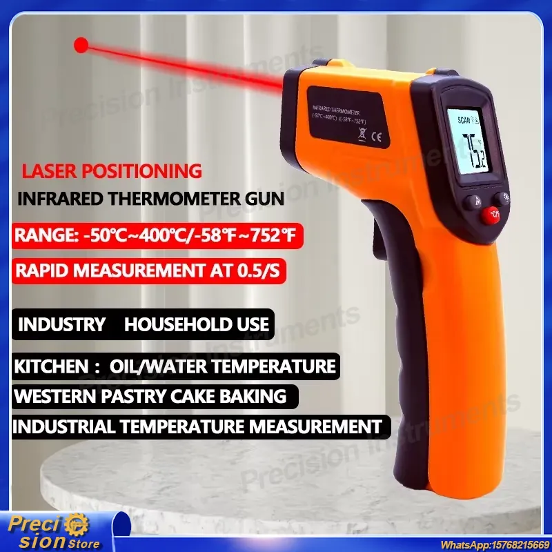 Industrial Infrared Laser - 赤外線温度計ガン非接触レーザー温度計ハンドヘルドデジタルパイロメーターLCDディスプレイ工業用調理用