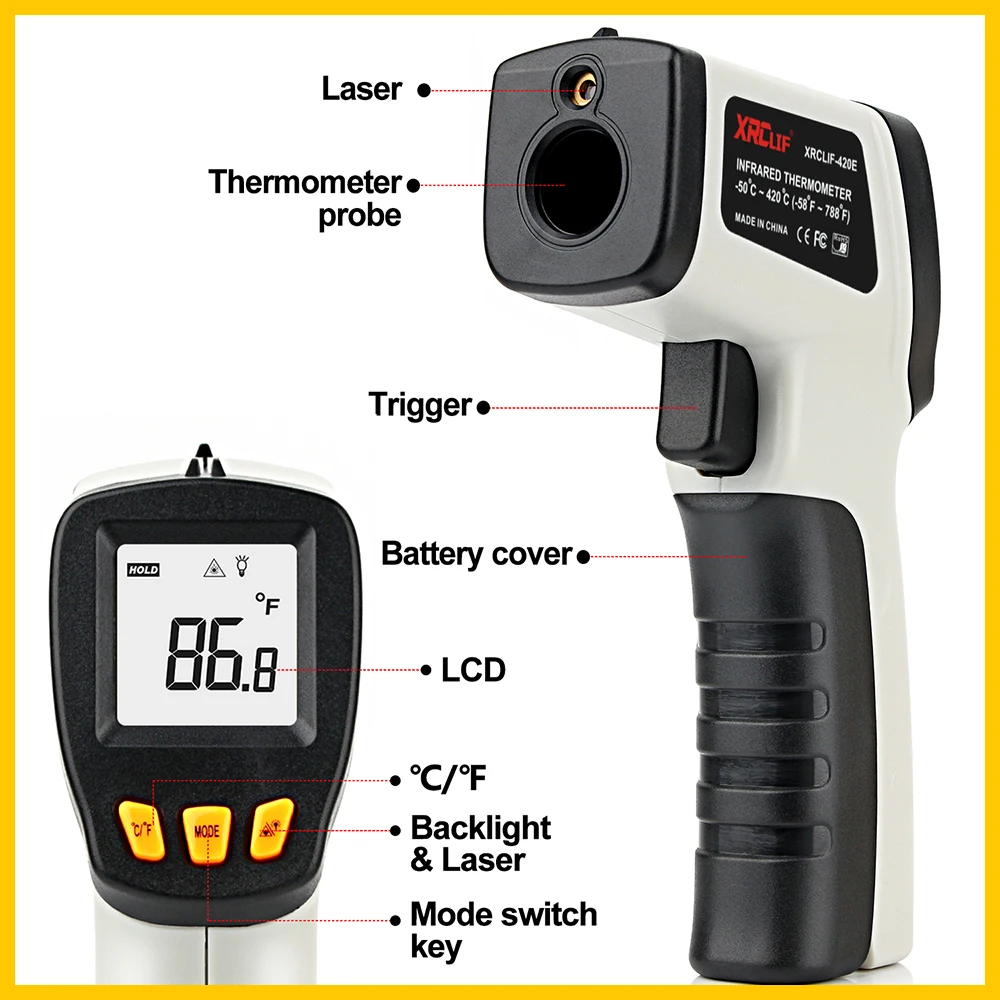 Xrclif-赤外線温度計,高温計,レーザー温度計,非接触, - Industrial Infrared Laser のレビューと価格