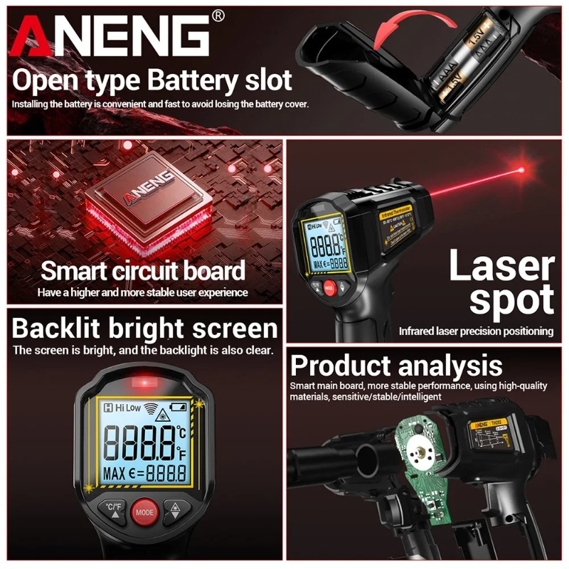 ANENG TH202 工業用ハンドヘルド温度計カーテスト非 - Industrial Infrared Laser のレビューと価格