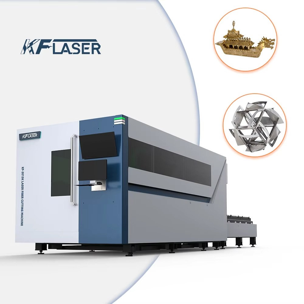 交換テーブル付きCNCファイバーメタルレーザー切断機、鋼材用 - Industrial Laser Machine Price のレビューと価格