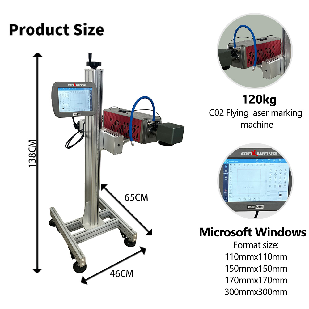 多用途CO2フライングレーザーマーキングマシン、カスタマイズ - Industrial Laser Printing Machine のレビューと価格
